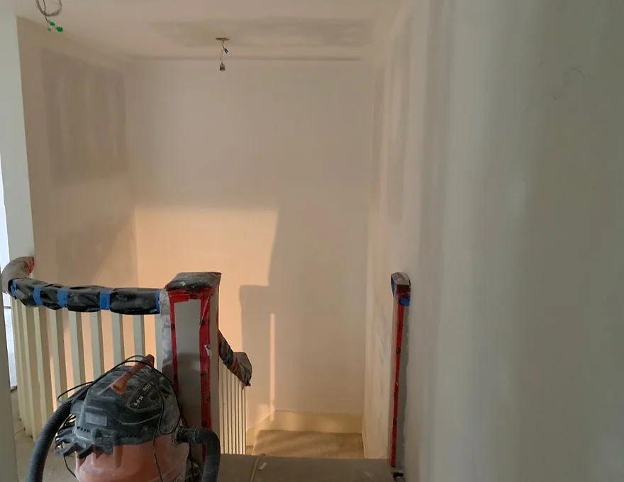 Stairwell and landing before painting